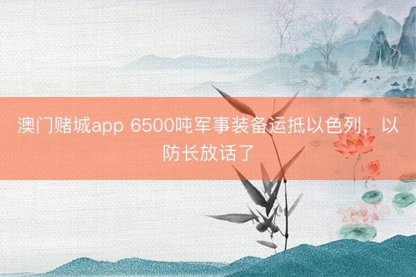 澳门赌城app 6500吨军事装备运抵以色列，以防长放话了